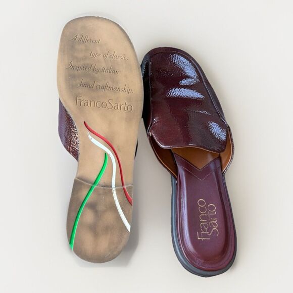 Franco Sarto Bocca Slide Bordeaux Mules Size 7.5 Women’s Low Heel Slip On Shoes - Picture 5 of 8